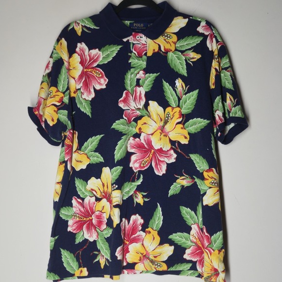 Polo Ralph Lauren XL Floral Tropical Cruise Royal Logo Classic Fit Shirt Men - Picture 1 of 5